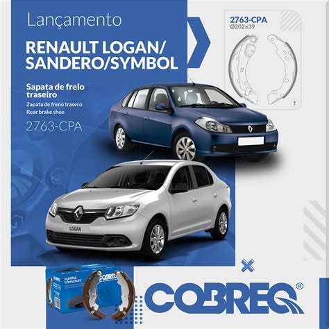 Lançamento Sapata de freio traseira Renault Logan Sandero Symbol 2763