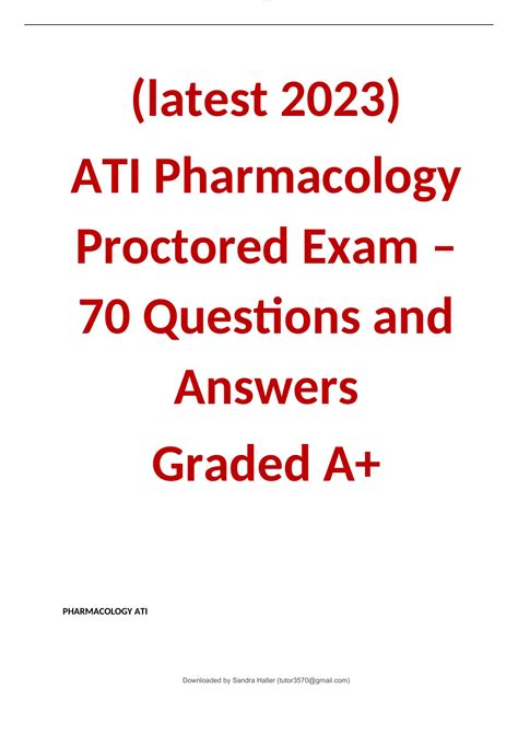 Latest 2023 Ati Pharmacology Proctored Exam 70 Questions And