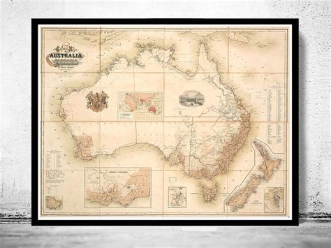 Old Map Australia Oceania New Zealand 1857 Vintage Map - VINTAGE MAPS ...