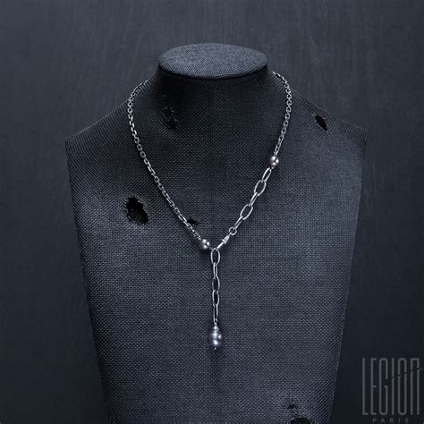 SAPHO NECKLACE TAHITIAN PEARL AND BLACK SILVER - LEGION PARIS