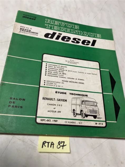 RENAULT SAVIEM SB2 moteur 599 Revue Technique Diesel RTD édition 1969