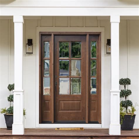 Santa Fe 6 Lite Knotty Alder Entry Door With Sidelights Entry Doors