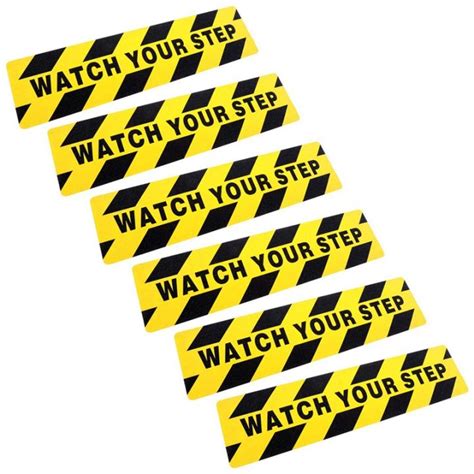 Watch Your Step Floor Decals Stickers 6X24 Inch Warning Sign Sticker Floor Tape Anti Slip ...