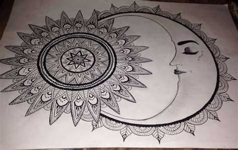 Drawing Moon Mandala Moon Mandala Mandala Drawings