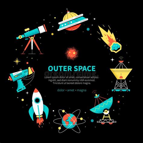 Outer Space Colorful Flat Design Style Web Banner Stock Vector