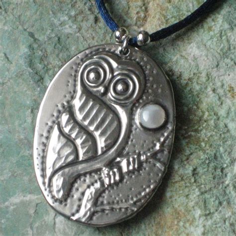 Silver Pewter Owl Pendant Necklace With Mother Folksy