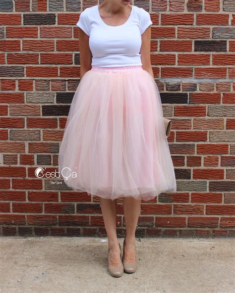 Claire Blush Pink Tulle Skirt Soft Tulle Skirt Tea Length Etsy