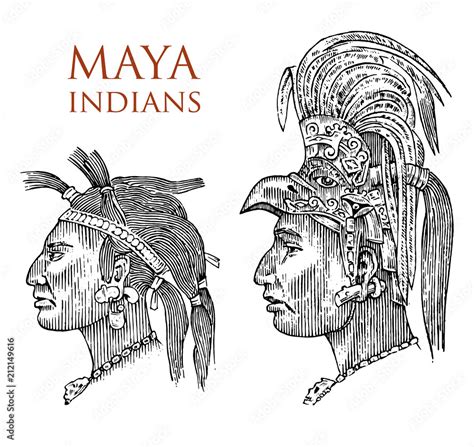 Maya Vintage Style Aztec Culture Portrait Of A Man Traditional