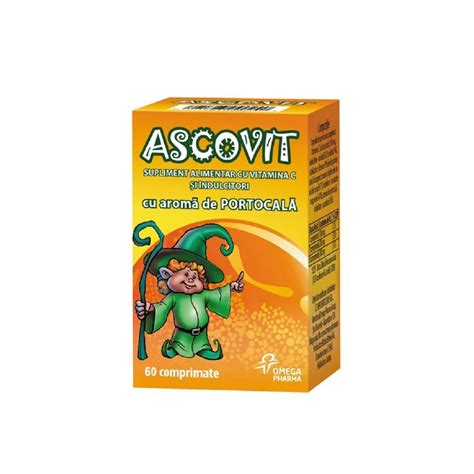 Ascovit Cu Vitamina C Aroma De Portocala 60 Comprimate Omega Pharm