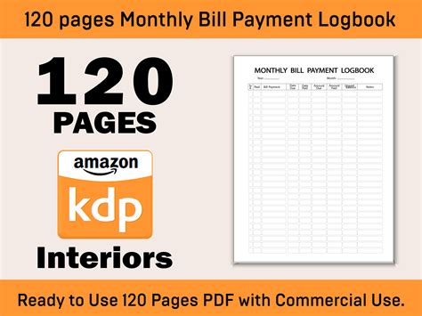 Monthly Bill Payment Logbook Kdp Int-03 Graphic by DesignConcept