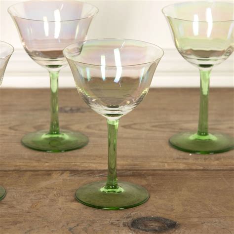 20th Century Art Deco Iridescent And Green Cocktail Glasses Da5832252 Lorfords Antiques