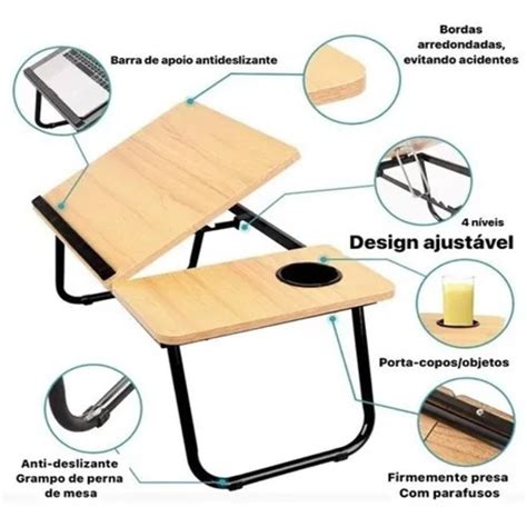 Suporte Para Notebook Mesa Em Madeira Cama Ajustavel Multifuncional