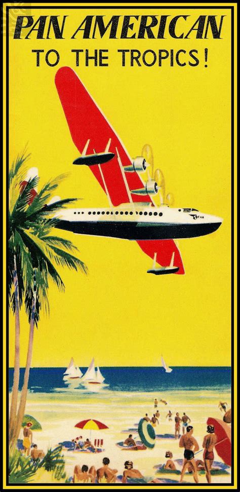 To The Tropics Pan American Airline Advertisement Vintage Poster