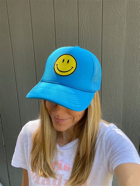 Smiley Vintage Trucker Hat Happy Face Hat Trucker Hat Etsy