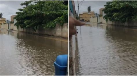 Grande Volume De Chuva Alaga Completamente Rua Na Praia Do Flamengo