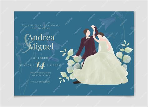 Premium Vector Watercolor Romantic Bride And Groom Dancing Template