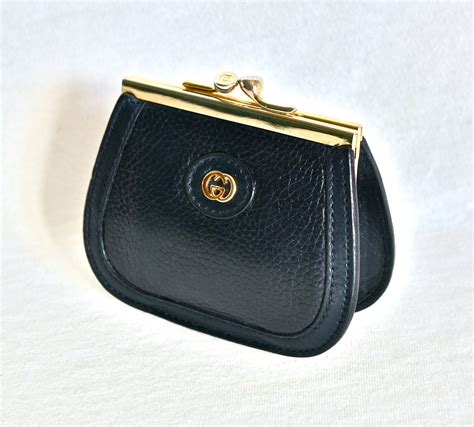 Vintage Gucci Coin Purse Navy Leather Kisslock By Statedstyle