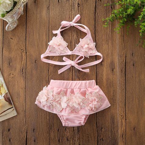 Summer Infant Baby Girl Floral Bandage Tankini Swimsuit Bikini Beachwear Nalagila
