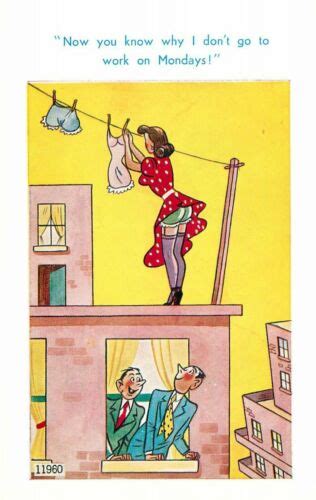 MONDAY STOCKINGS UPSKIRT COMIC SAUCY TROW BROOK 11960 POSTCARD EBay