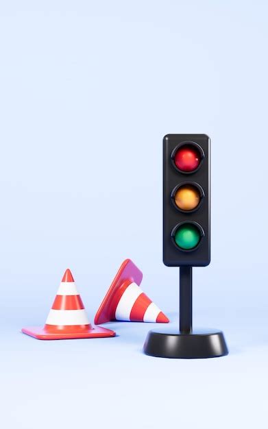 Premium Photo Cartoon Traffic Cones And Traffic Sign Light D Rendering