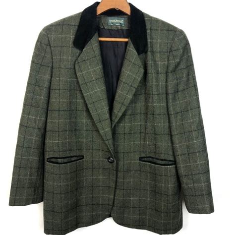 Harve Benard Jackets And Coats Vintage 8s Harve Benard Wool Plaid Blazer With Suede Trim