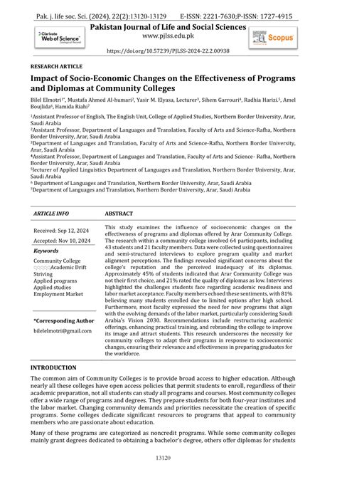 Pdf Impact Of Socio Economic Changes On The Effectiveness Of Programs