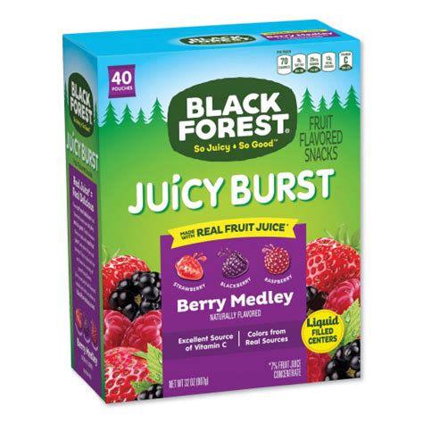 Black Forest Juicy Burst Fruit Flavored Snack Berry Medley 32 Oz 40box Fer02067