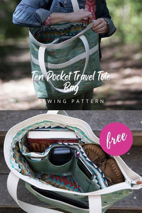 Ten Pocket Travel Tote Bag FREE Sewing Pattern Sew Modern Bags