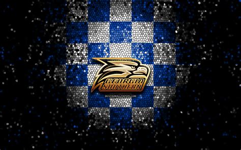 Download Wallpapers Georgia Southern Eagles Glitter Logo Ncaa Blue