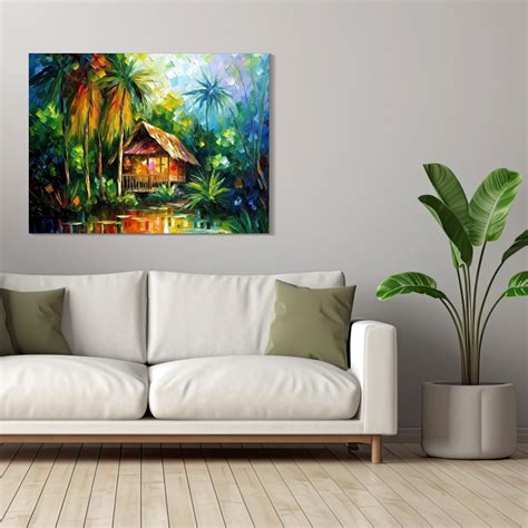 Bahay Kubo Rainforest Reflections Canvas Art Print Philippines Art