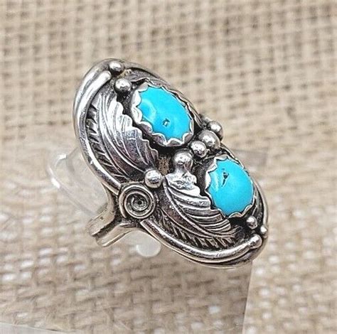 Coy Navajo Sterling Silver Sleeping Beauty Turquoise Saddle Ring Native