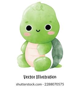 Cute Turtle Vector Illustration Watercolor Turtle Stock Vector (Royalty ...