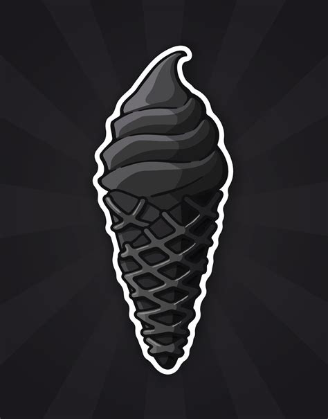 Sticker Black Ice Cream In The Black Waffle Cone 22706685 Vector Art At