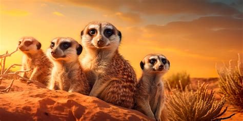 Premium AI Image | magical meerkat watching over his family in the ...