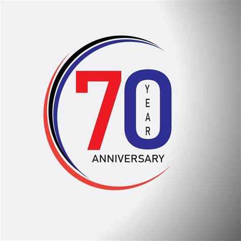 Logotipo de aniversario de 70 años con color rojo y azul de una sola