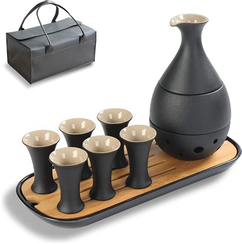 Teanagoo Traditional Japanese Sake Set Sake Carafe 6 Oz With 6 Sake Cups 0 9 Oz