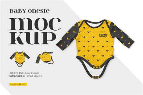 Long Sleeve Baby Onesie Mockup Set Country4k