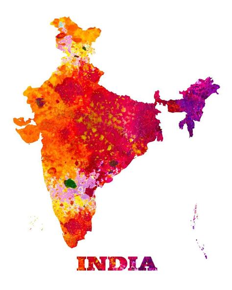 India Map Print Outline Wall Map Of India Map Painting India Map