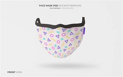 premium psd fashion face mask mockup  front view