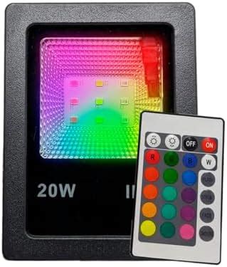 Refletor Holofote Led Rgb Multicolorido Controle 20w Ip66 Uso