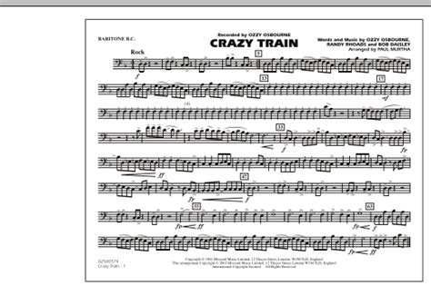 Crazy Train Baritone B C By Paul Murtha Sheet Music For Marching Band At Sheet Music Direct