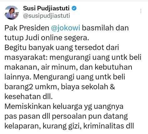 Gawat Indonesia Darurat Judi Online Susi Pudjiastuti Angkat Bicara