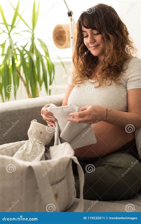 Pregnant Woman Packing Maternity Bag Stock Image Image Of Maternity Awaiting 119232011