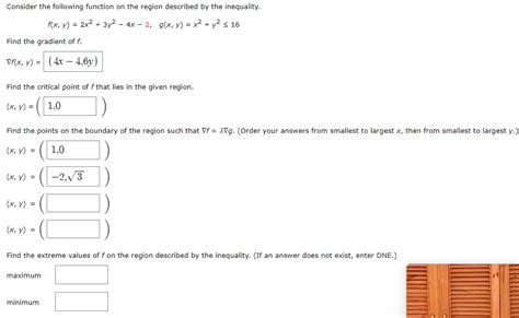 Solved Consider The Following Function On The Region