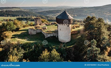 Aerial View Of Ruins Of Hartenstejn Castle In West Bohemiaczech