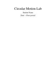 Circular Motion Lab Report Pdf Circular Motion Lab Student Name Date