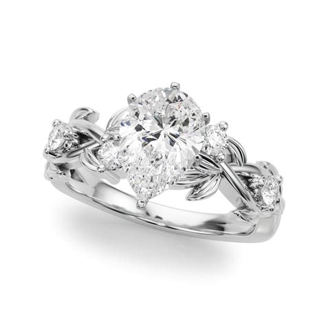 Arise Jewel Leaf Solitaire Diamond Ring Ct Pear Cut Lab Created