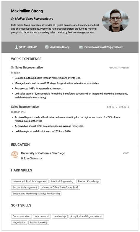 Sales Representative Resume Templates Examples Cakeresume