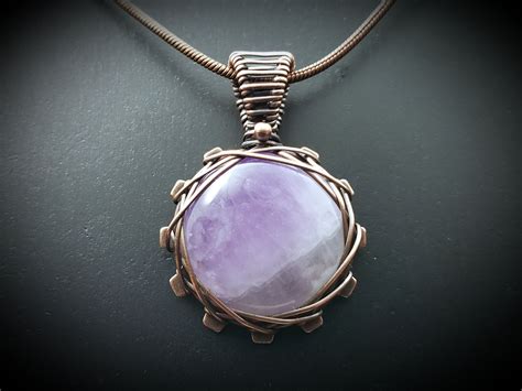 Amethyst Pendant Wire Wrap Amethyst Necklace Gemstone Etsy In 2021