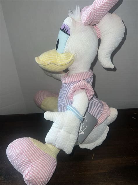 Disney Seersucker Daisy Duck Pastel Pink Yellow Blue Plush 18 Toy Rare